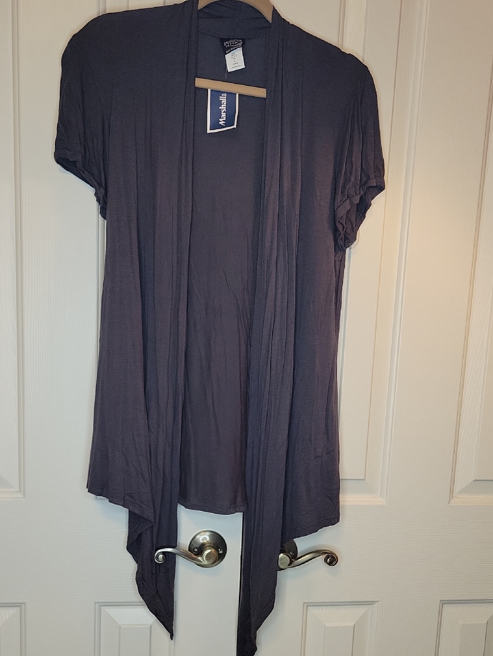 Marshalls Open-Front Short Sleeve Cardigan - Dark Gray